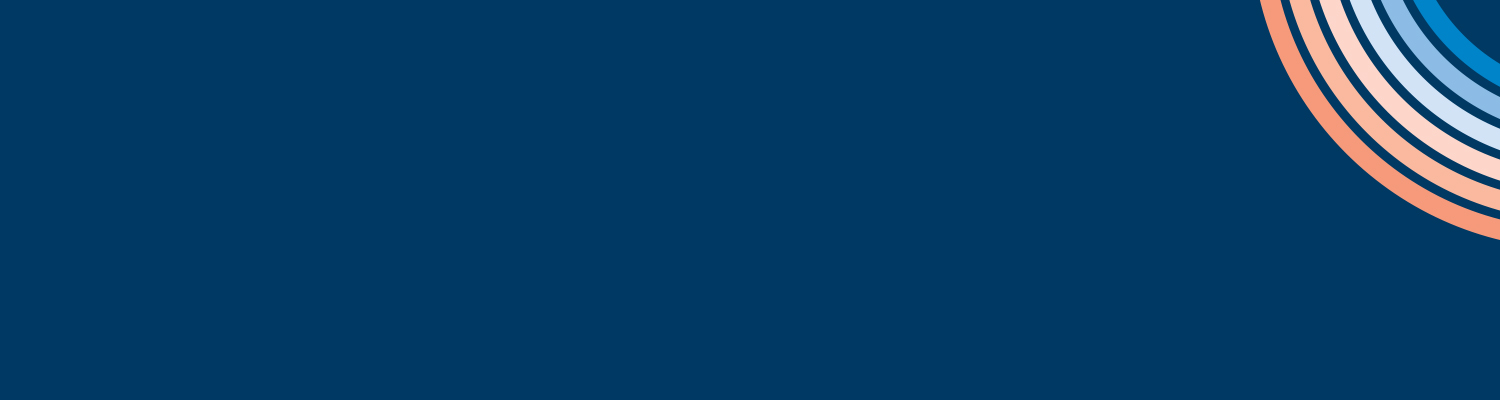 blue background with a small rainbow in the top right corner