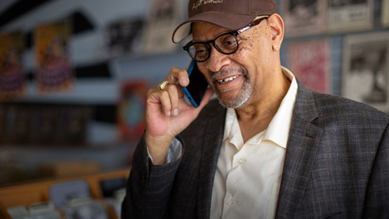 senior man on a cell phone