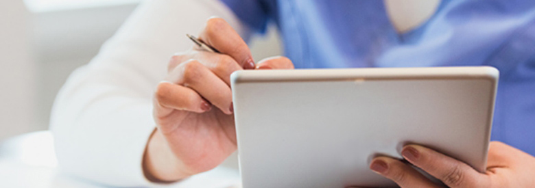 employee on a tablet working