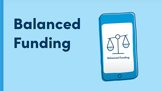 drawing of a scale displaying balanced funding