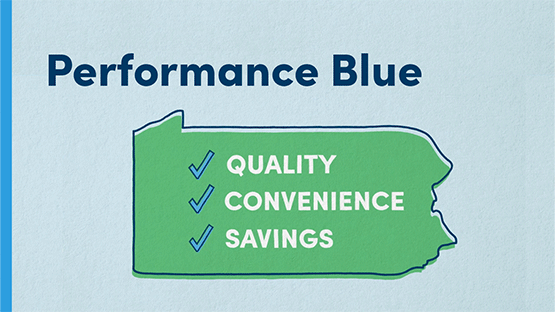 drawing of the state of pennsylvania with the words quality convenience and savings inside of the state drawing