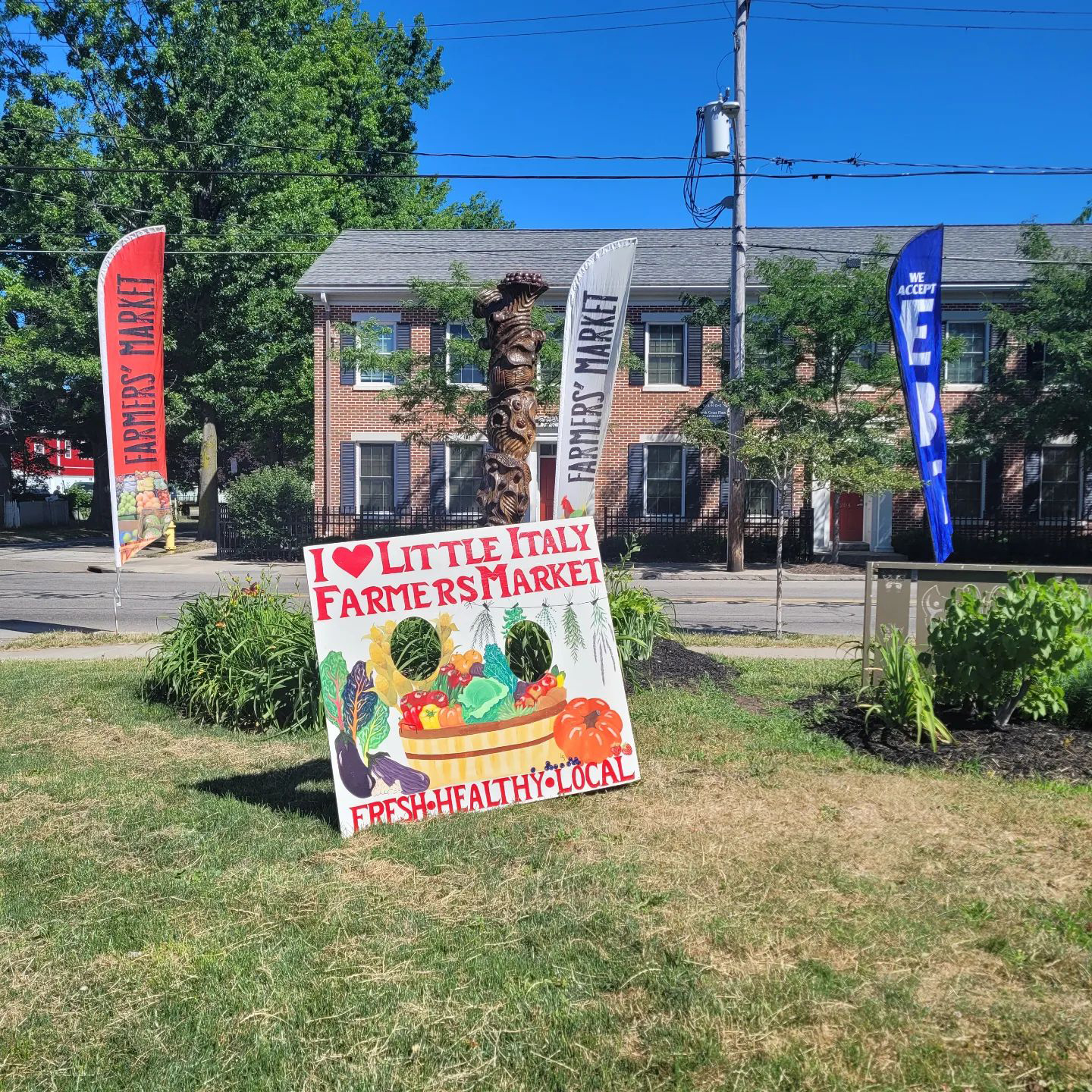 Colorful sign announcing the I Love Little Italy Farmers Market, photo credit to Sisters of St. Joseph in Northeastern PA
