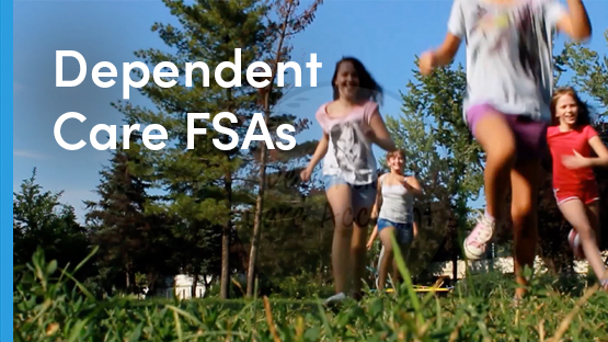 Kids running in a field with the text dependent care fsa